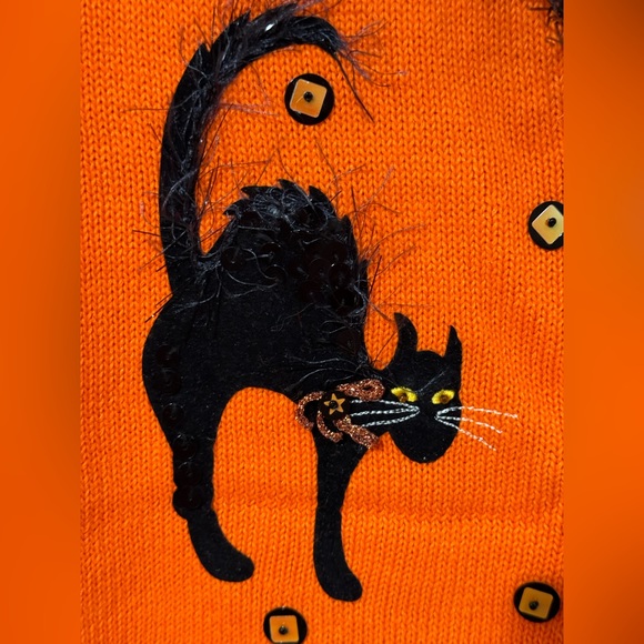 NEW Design Options by Philip and Jane Gordon Black Cat Cardigan Size M - Picture 5 of 14